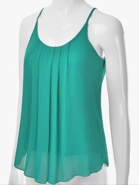 Eimin Women's Elegant Jade Pleated Sleeveless Cami Tank Top ~ Size Large